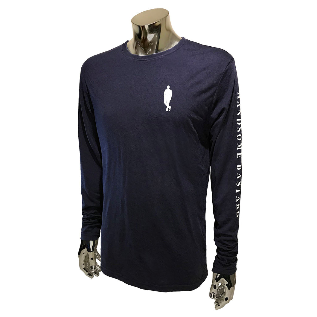 Navy Blue Poly  Long Sleeve T-Shirt